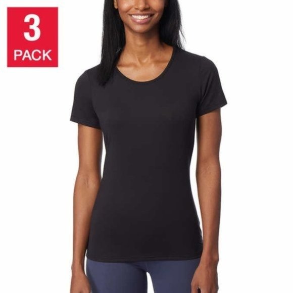 32 DEGREES Cool 3 Pack Scoop Neck Stretch Comfort Tee  Black - NWT - Picture 1 of 5